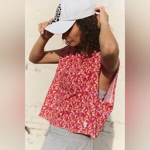 ❣️🪷NWT Free People Inspire Printed Tank In Scarlet Combo Size M 🌙